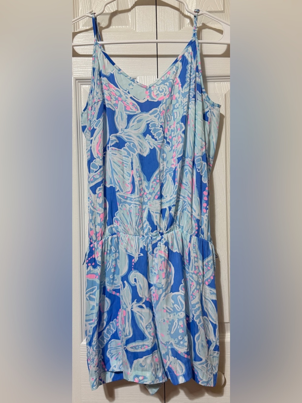 Lilly Pulitzer Deanna Romper Womens S Bay Blue Into The Deep MISSING TIE